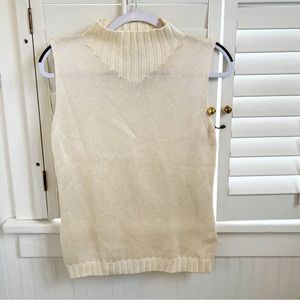 Limited NWT Cream Mock Neck Sleeveless Sweater Size Small